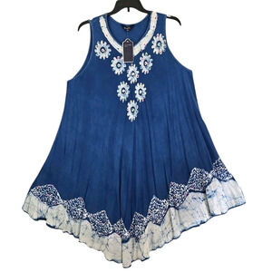 Riviera Sun ~Woman Plus Sizw 2X~ Blue Embroidered Sequin Maxi Flare Dress NWT.